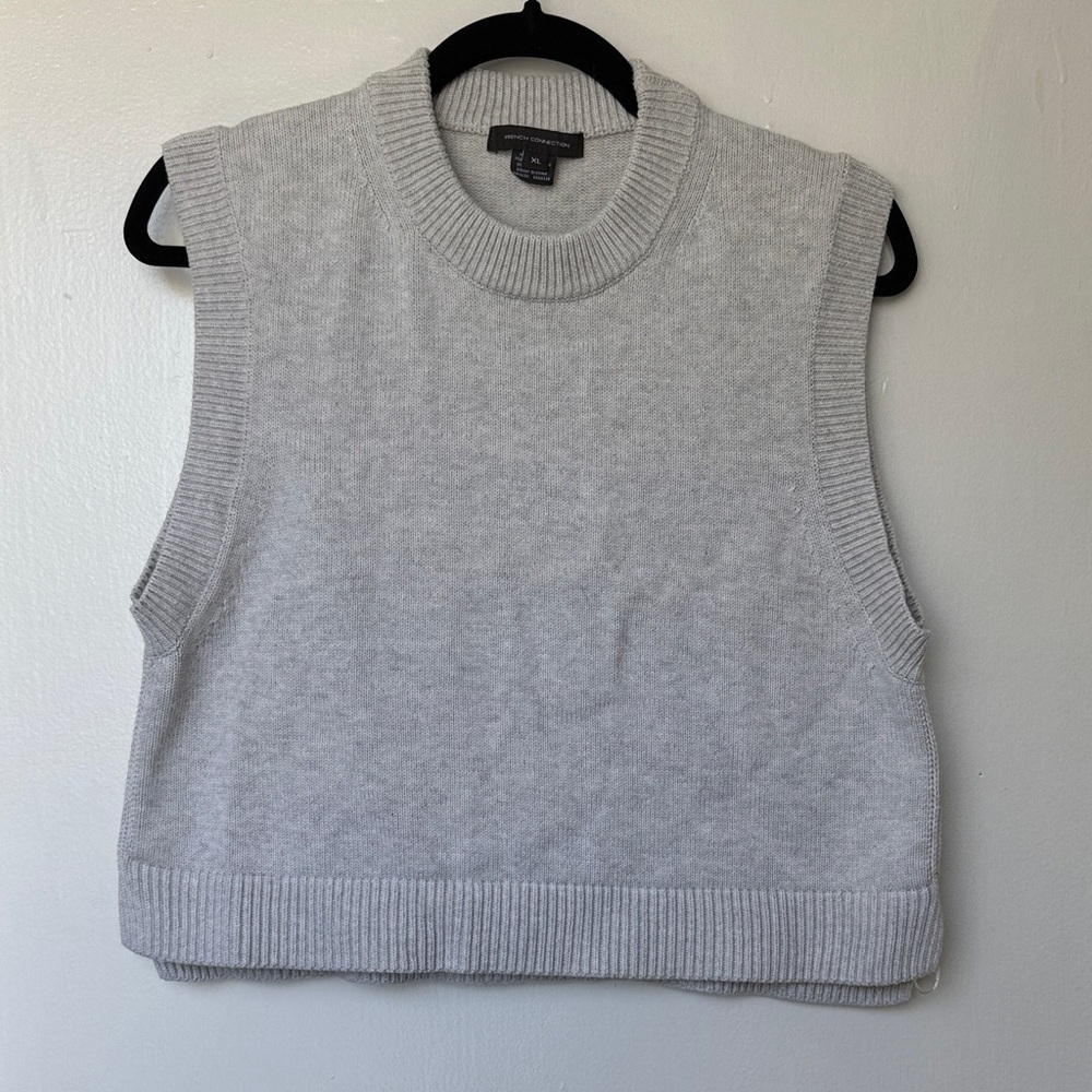 French Connection Light Gray Sleeveless Knit Sweater Vest